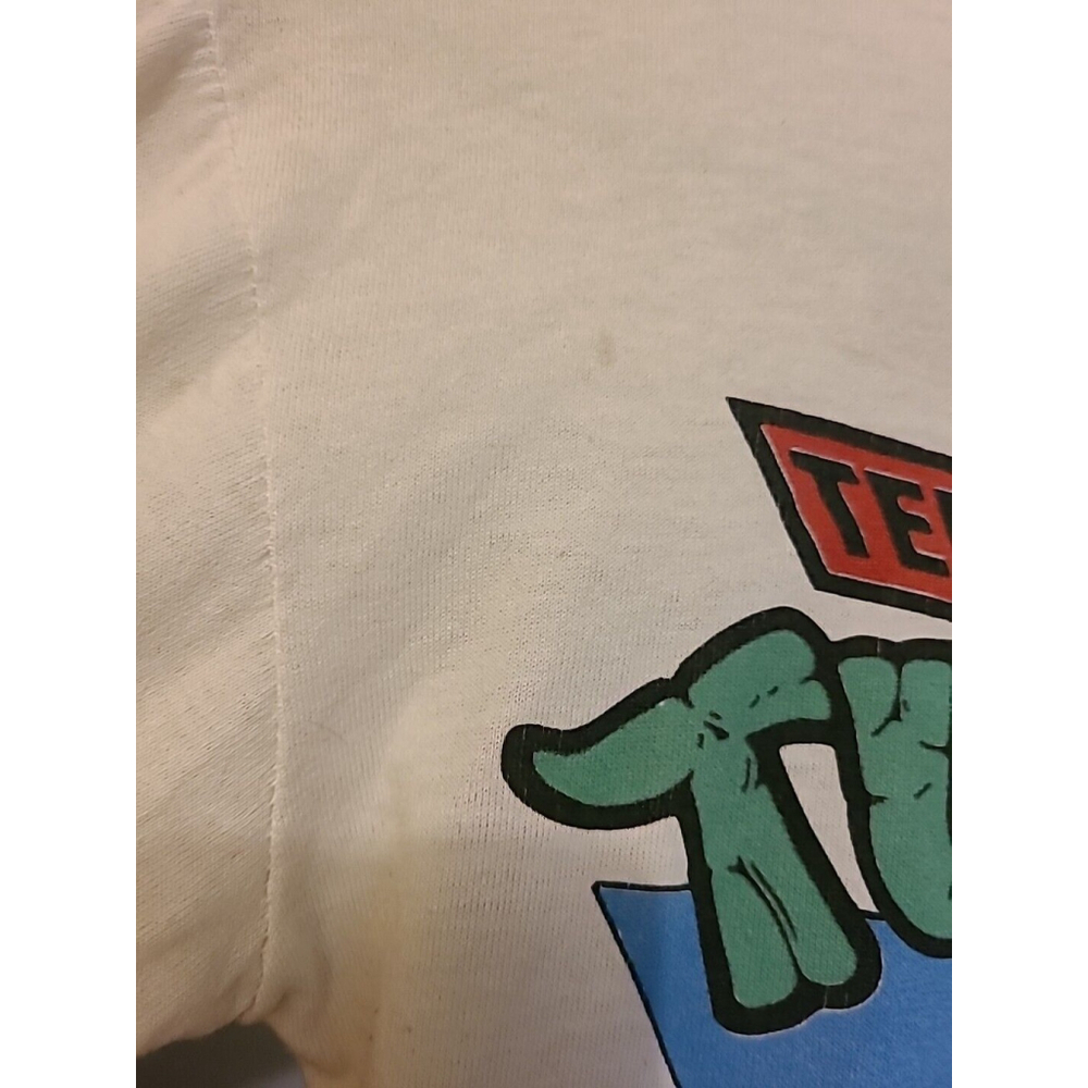 Vintage 90s 1990 Teenage Mutant Ninja Turtles Youth Large TShirt Mirage White - Picture 8 of 12